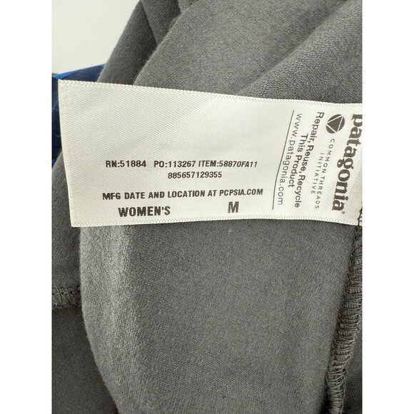 Patagonia Margot Dress Size MEDIUM Gray With Blue Floral Design Easy Wear EUC - Picture 11 of 12